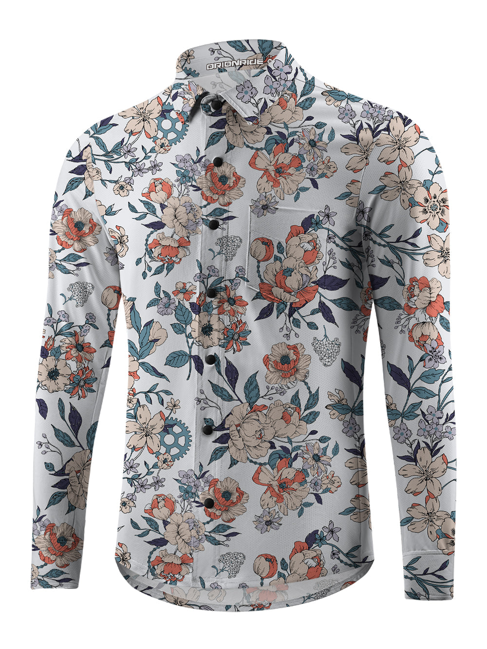 Orionride Buds Of Flowers Men's Stretchy Breathable Long Sleeve Gravel Shirt