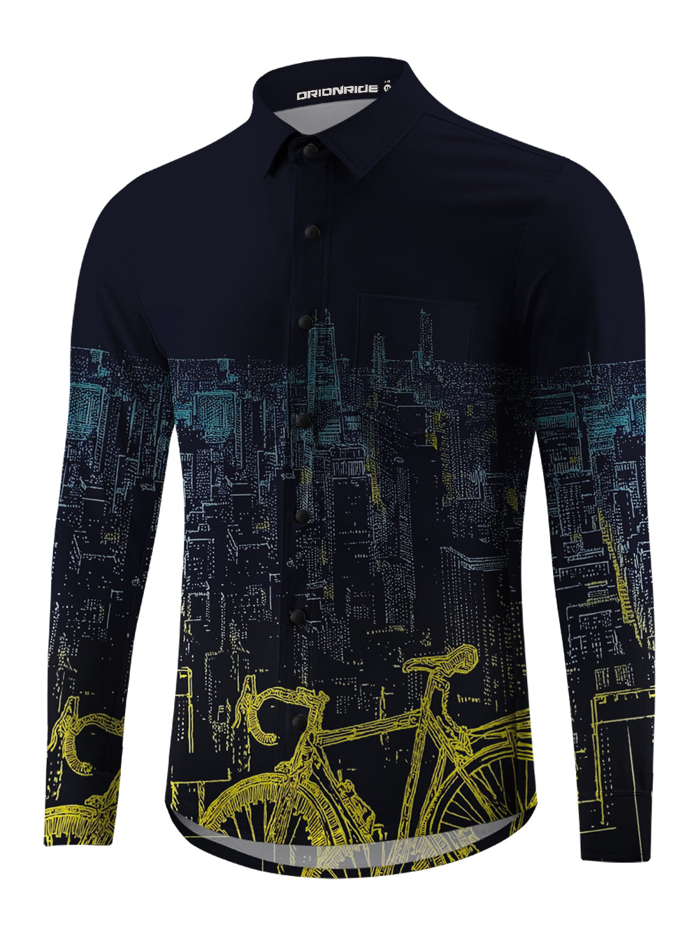 Orionride City Night View Men's Stretchy Breathable Long Sleeve Gravel Shirt