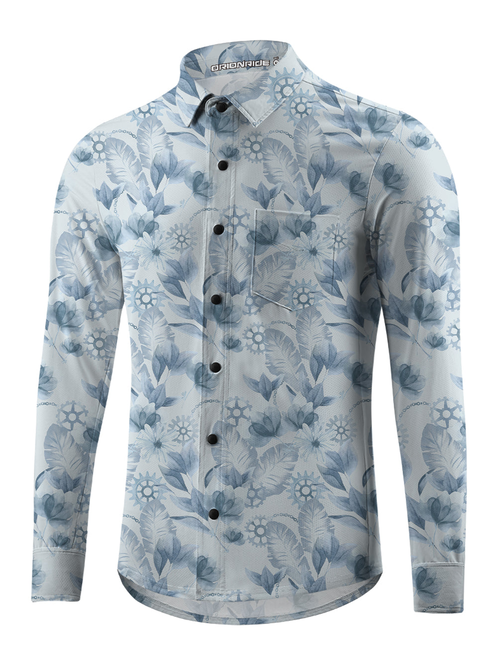 Orionride Ink Flowers Men's Stretchy Breathable Long Sleeve Gravel Shirt