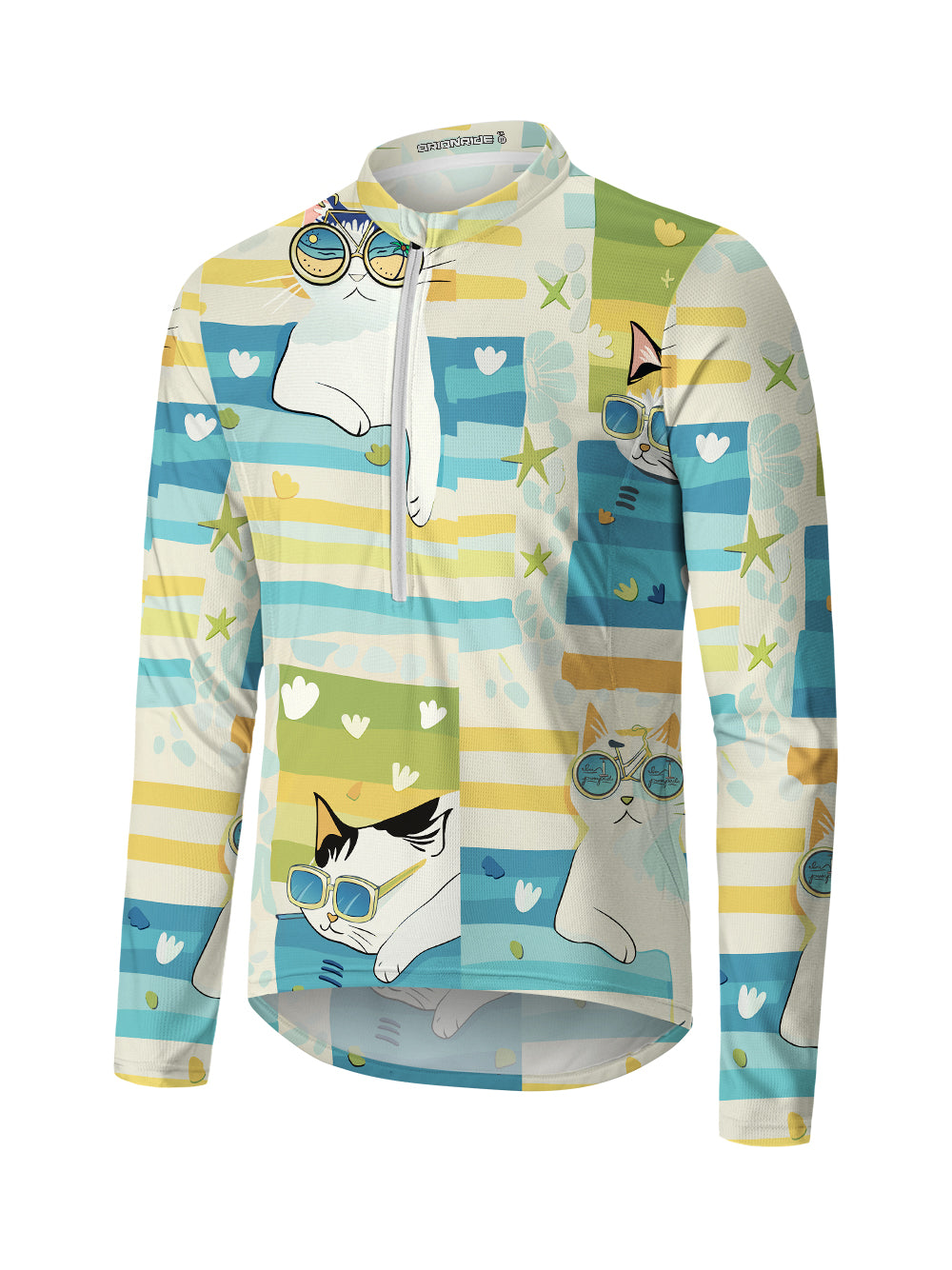 Orionride Four Cats Long Sleeve Half Zipper Mountain Bike Jersey