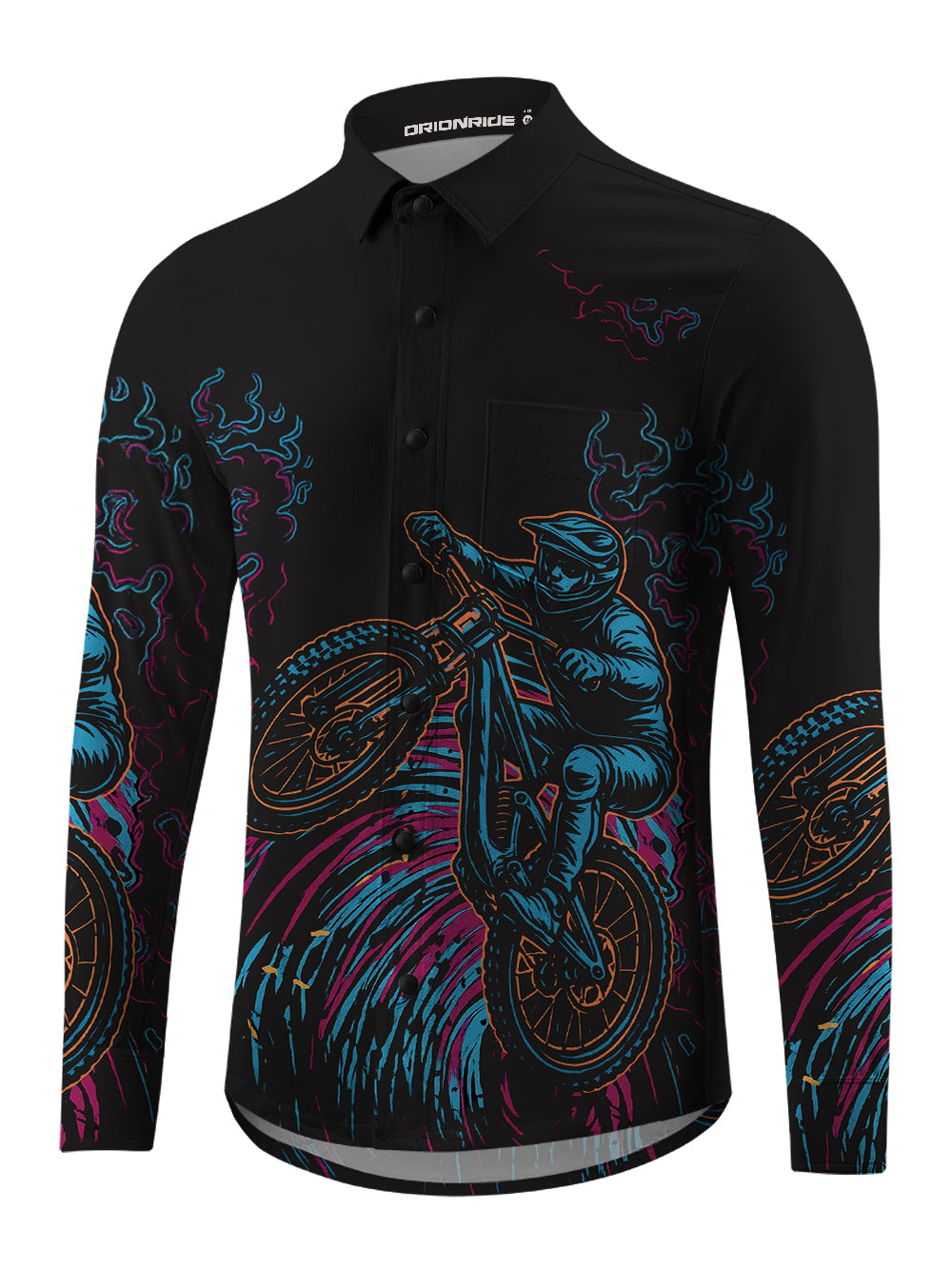 Orionride Cool Riding Men's Stretchy Breathable Long Sleeve Gravel Shirt