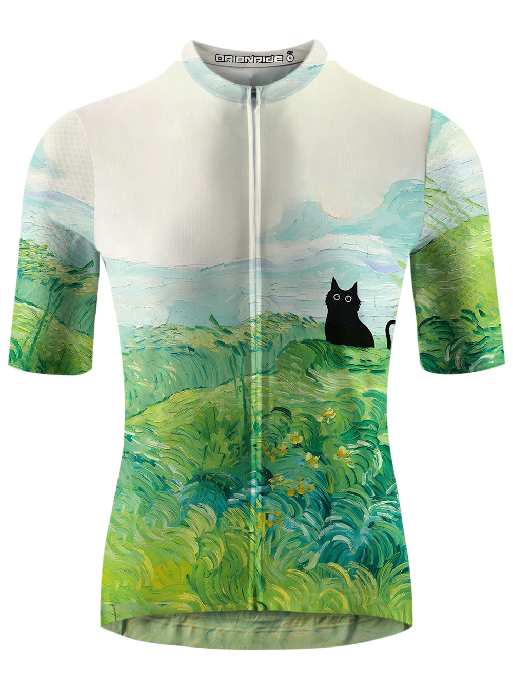 Orionride Oil Painting Black Cat Short Sleeves Jersey