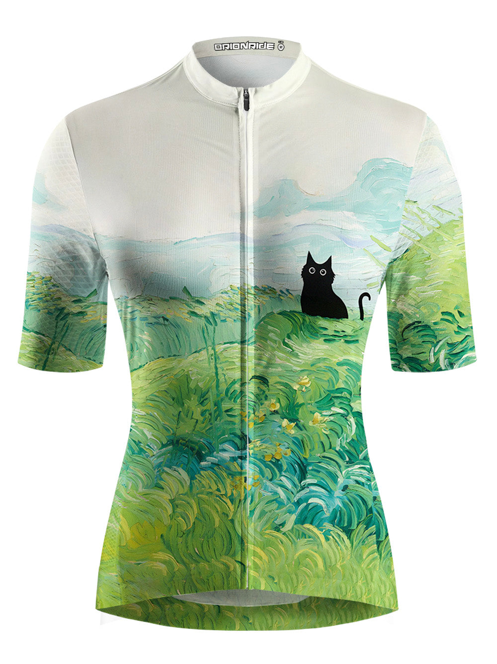 Orionride Oil Painting Black Cat Short Sleeves Women's Jersey