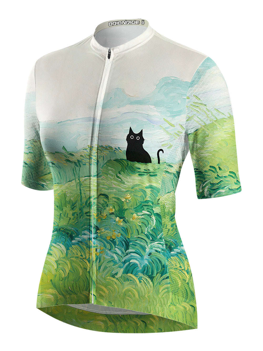 Orionride Oil Painting Black Cat Short Sleeves Women's Jersey