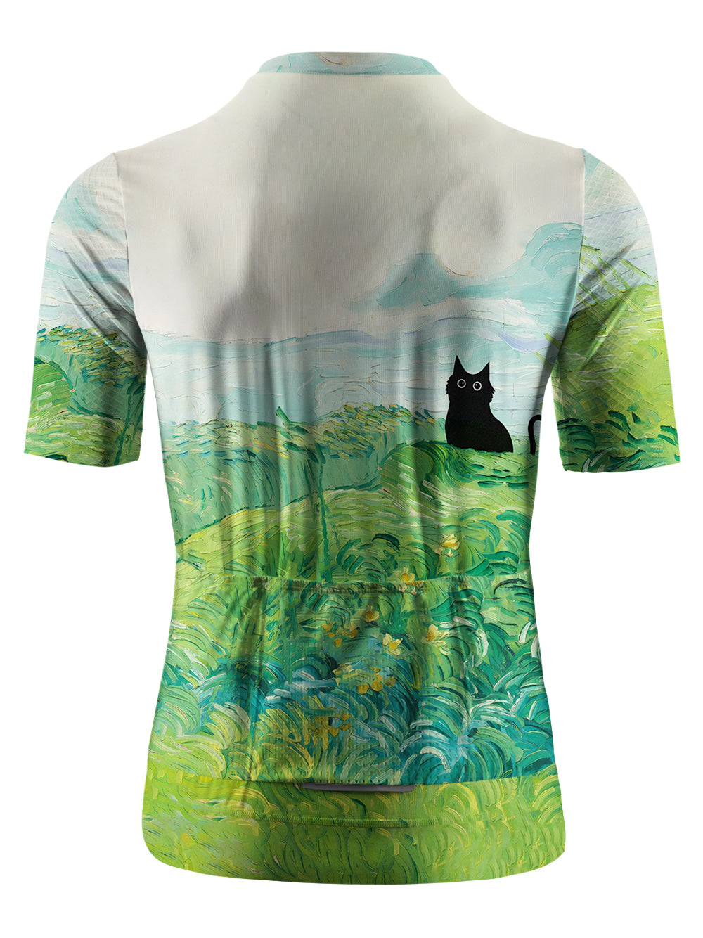 Orionride Oil Painting Black Cat Short Sleeves Jersey