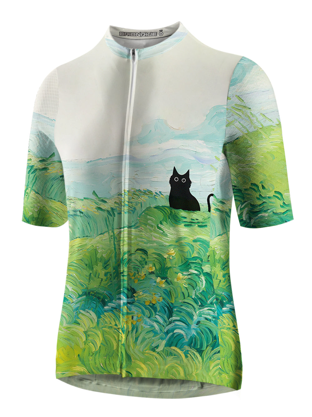 Orionride Oil Painting Black Cat Short Sleeves Jersey