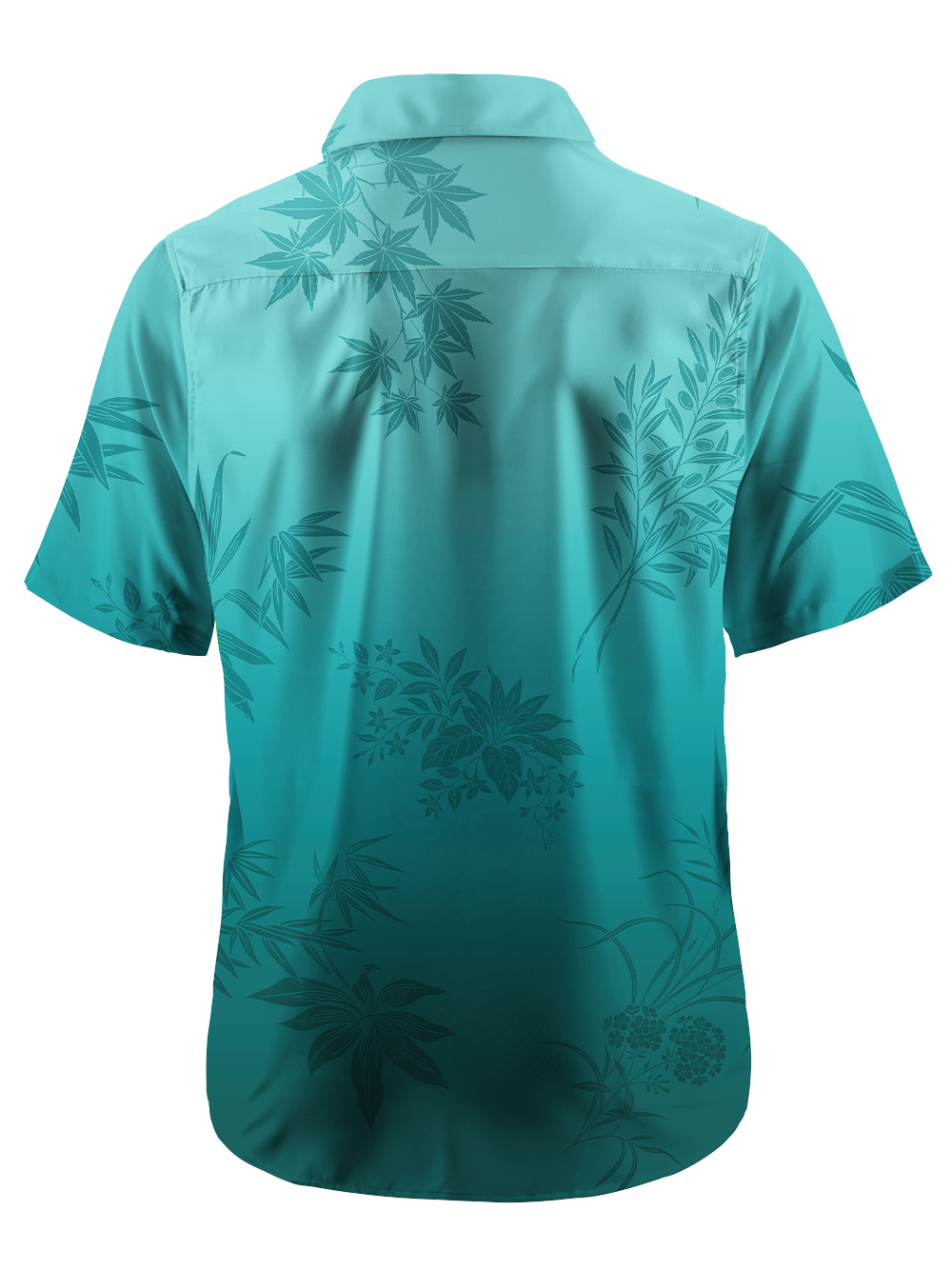 Orionride Gradient Leaves Zipper Pockets Ultra Lightweight Short Sleeves Gravel Shirt