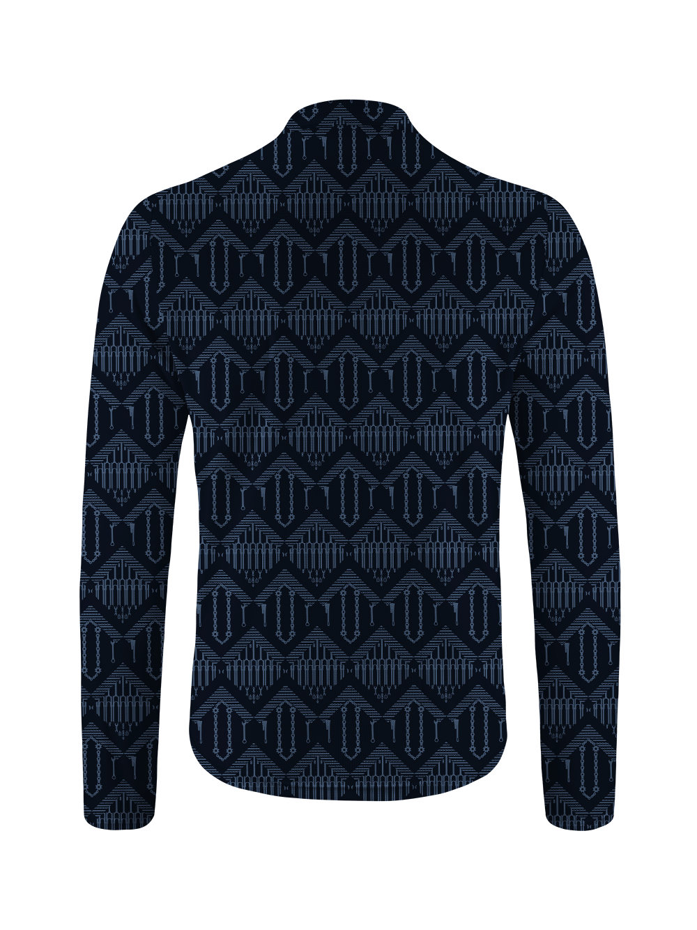 Orionride Checkered Chain Long Sleeve Half Zipper Mountain Bike Jersey