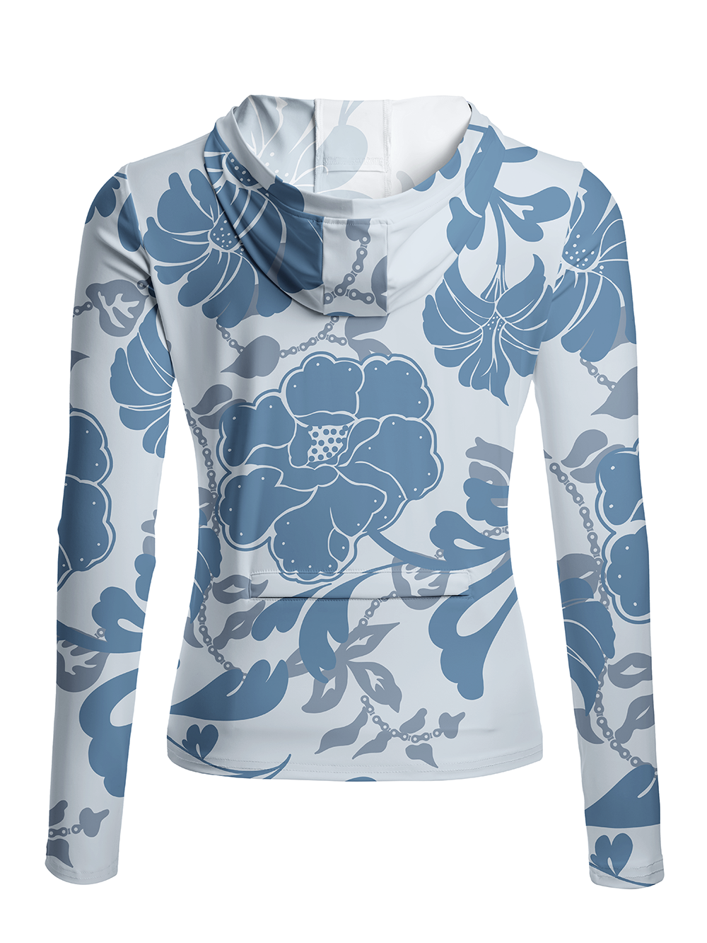 Orionride Blue Floral Women's Long Sleeve Cycling Hoodie Shirt