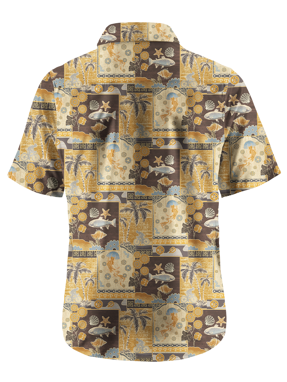 Orionride Ocean Mural Zipper Pockets Ultra Lightweight Short Sleeves Gravel Shirt