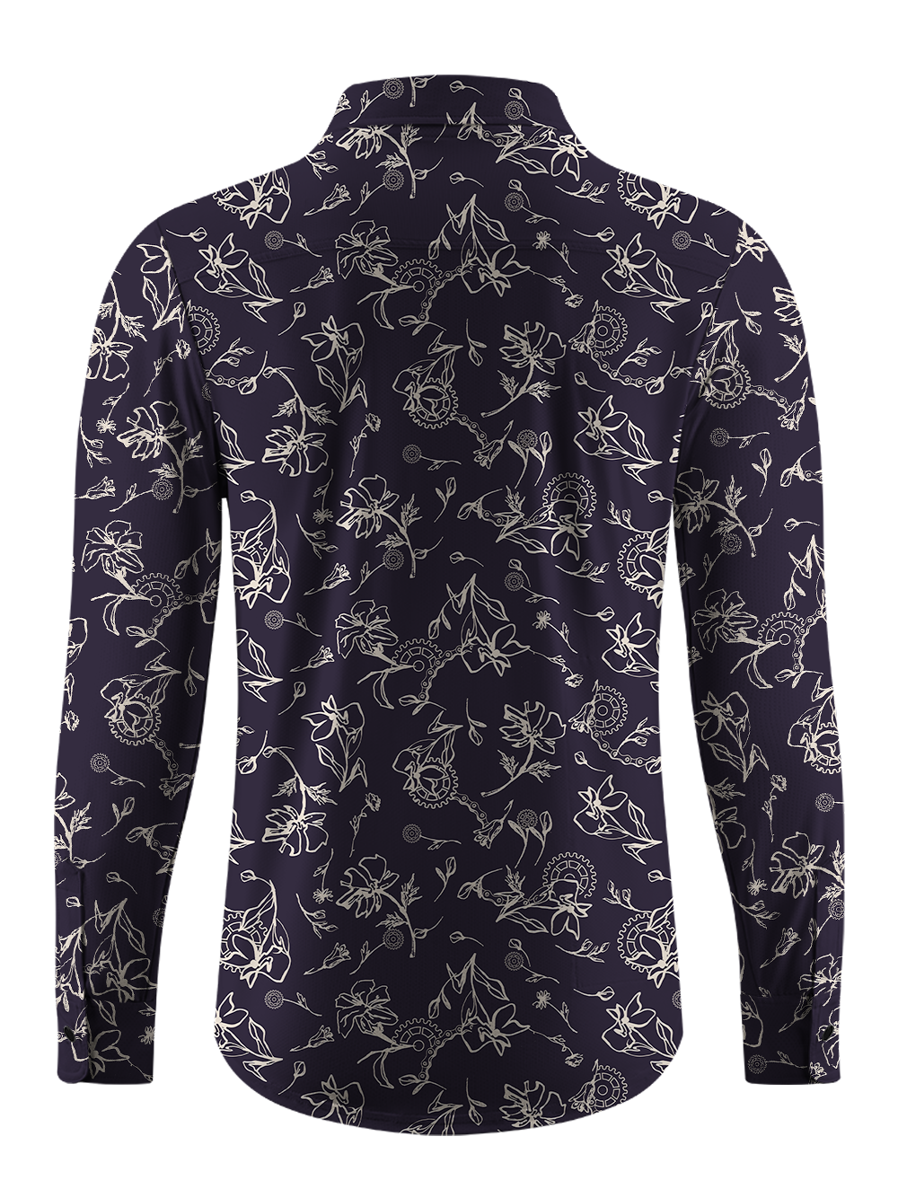 Orionride Linear Gear Flower Men's Stretchy Breathable Long Sleeve Gravel Shirt