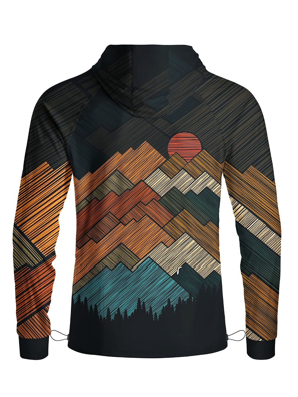 Orionride Draw Mountain Peaks Long Sleeve Cycling Hoodie Shirt