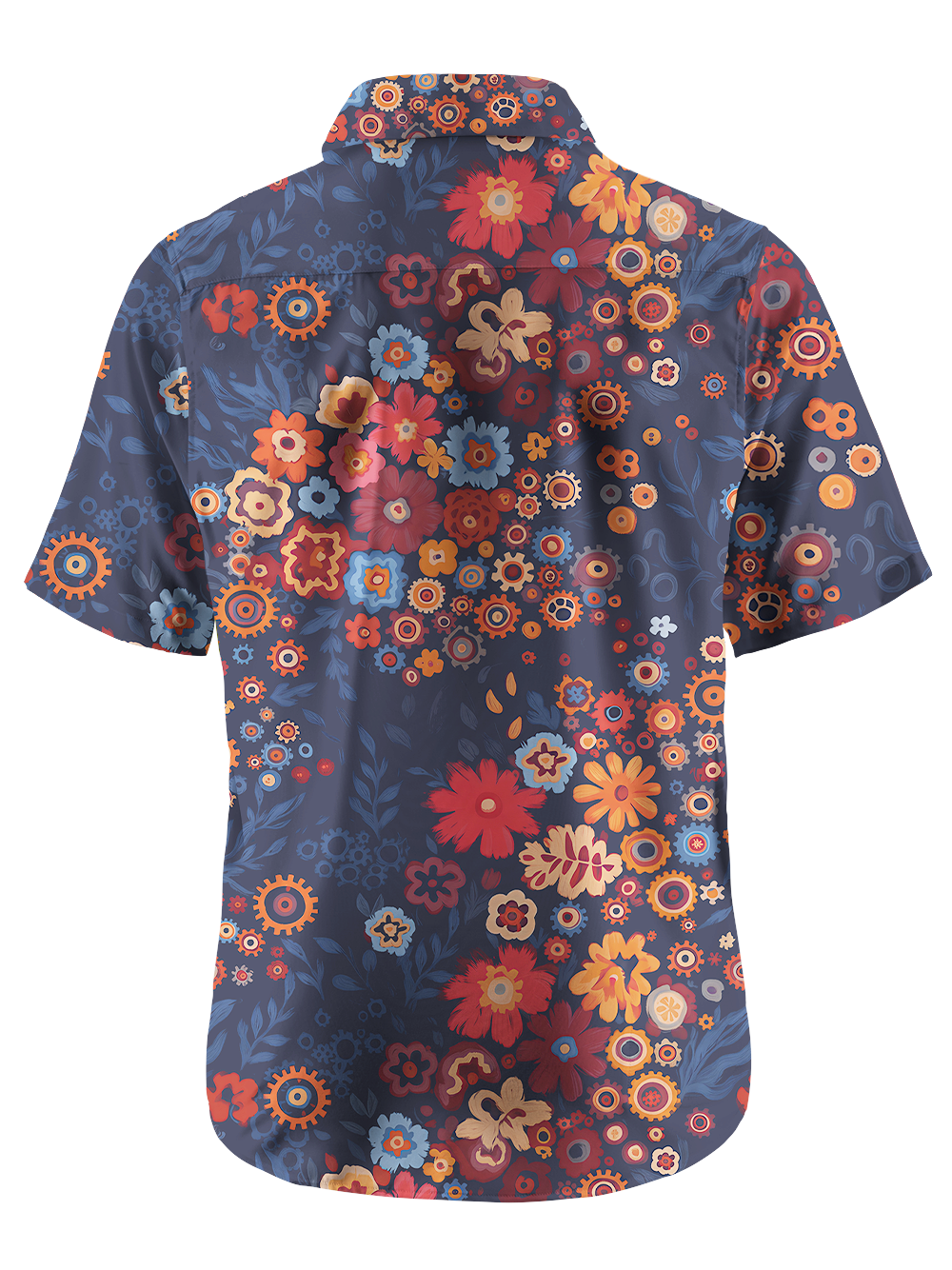 Orionride Mechanical Florals Zipper Pockets Ultra Lightweight Short Sleeves Gravel Shirt