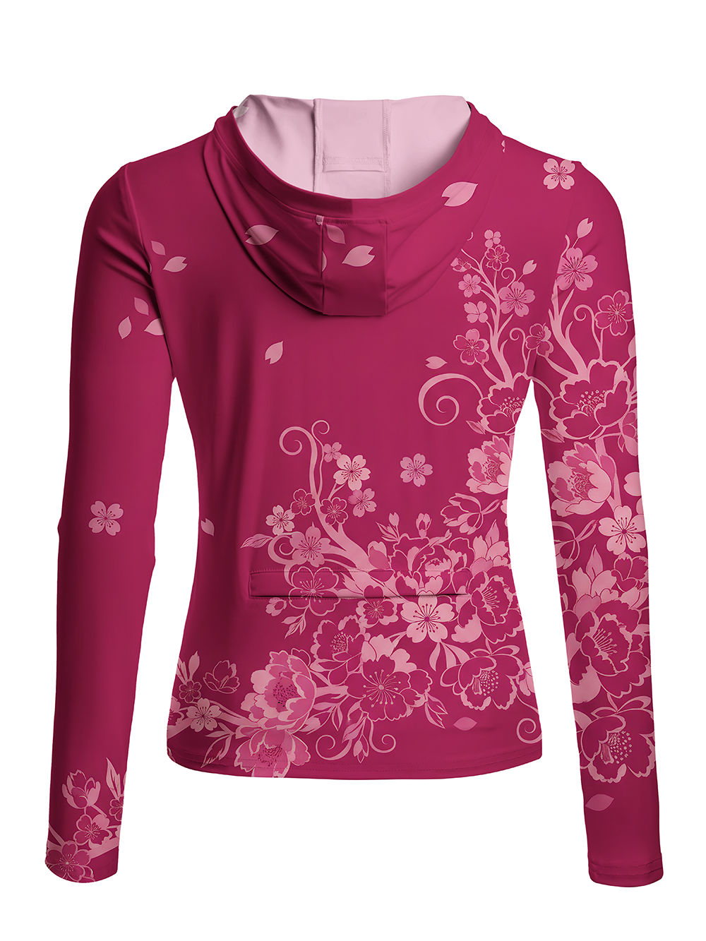 Orionride Gradient Cherry Blossoms Women's Long Sleeve Cycling Hoodie Shirt