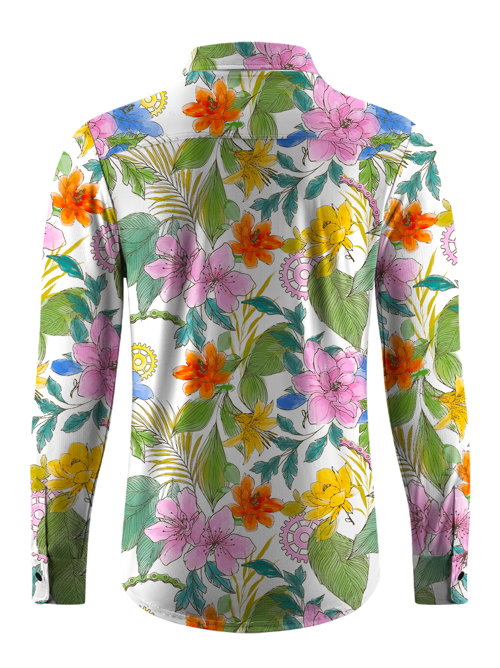 Orionride Ink And Wash Flower Men's Stretchy Breathable Long Sleeve Gravel Shirt