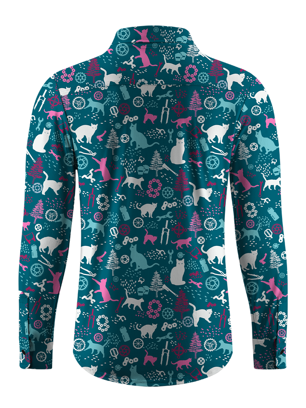 Orionride Funny Cat Men's Stretchy Breathable Long Sleeve Gravel Shirt