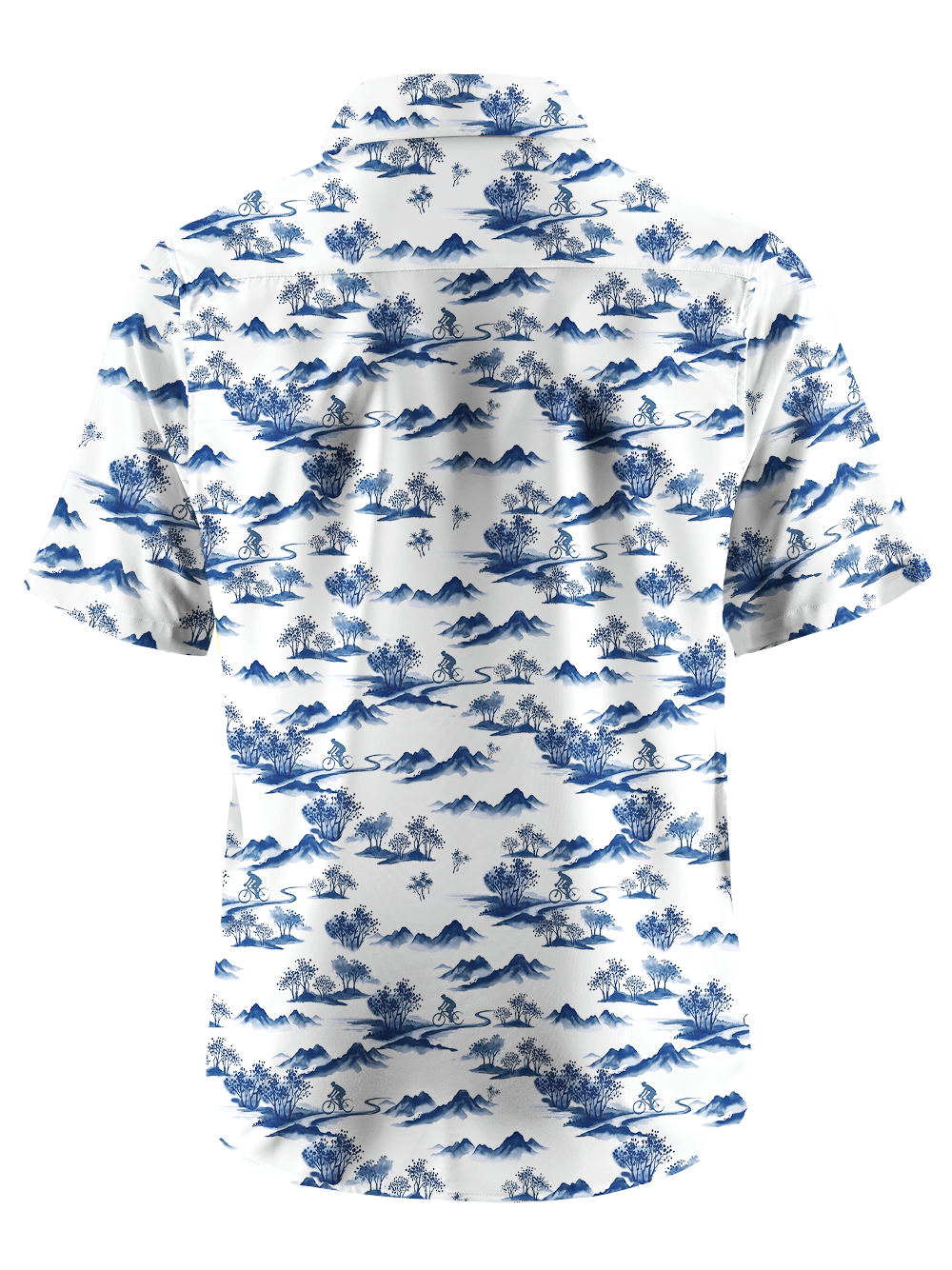 Orionride Ink landscape Painting Zipper Pockets Ultra Lightweight Short Sleeves Gravel Shirt