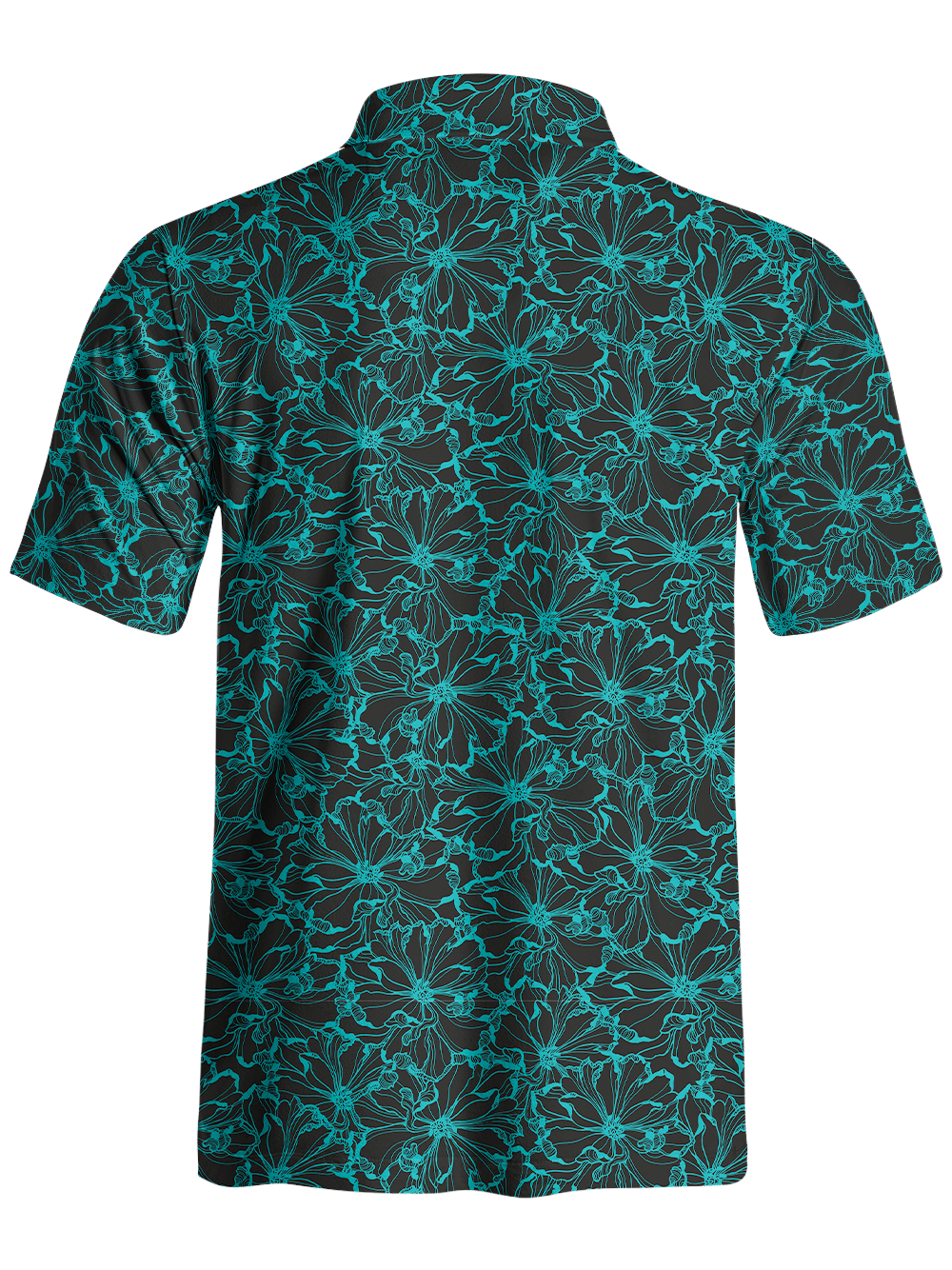 Orionride Blue-green Flowers Men's Polo Shirt