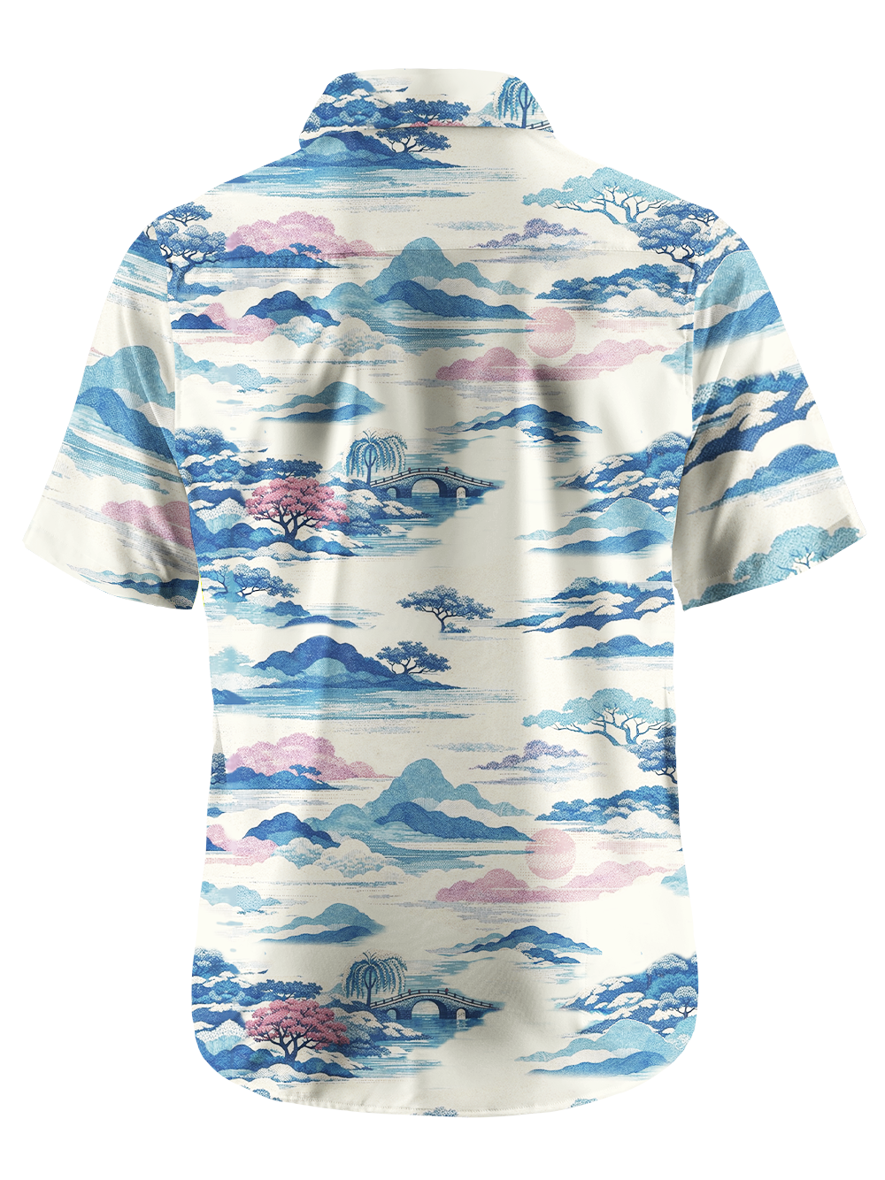 Orionride Landscape Painting Zipper Pockets Ultra Lightweight Short Sleeves Gravel Shirt