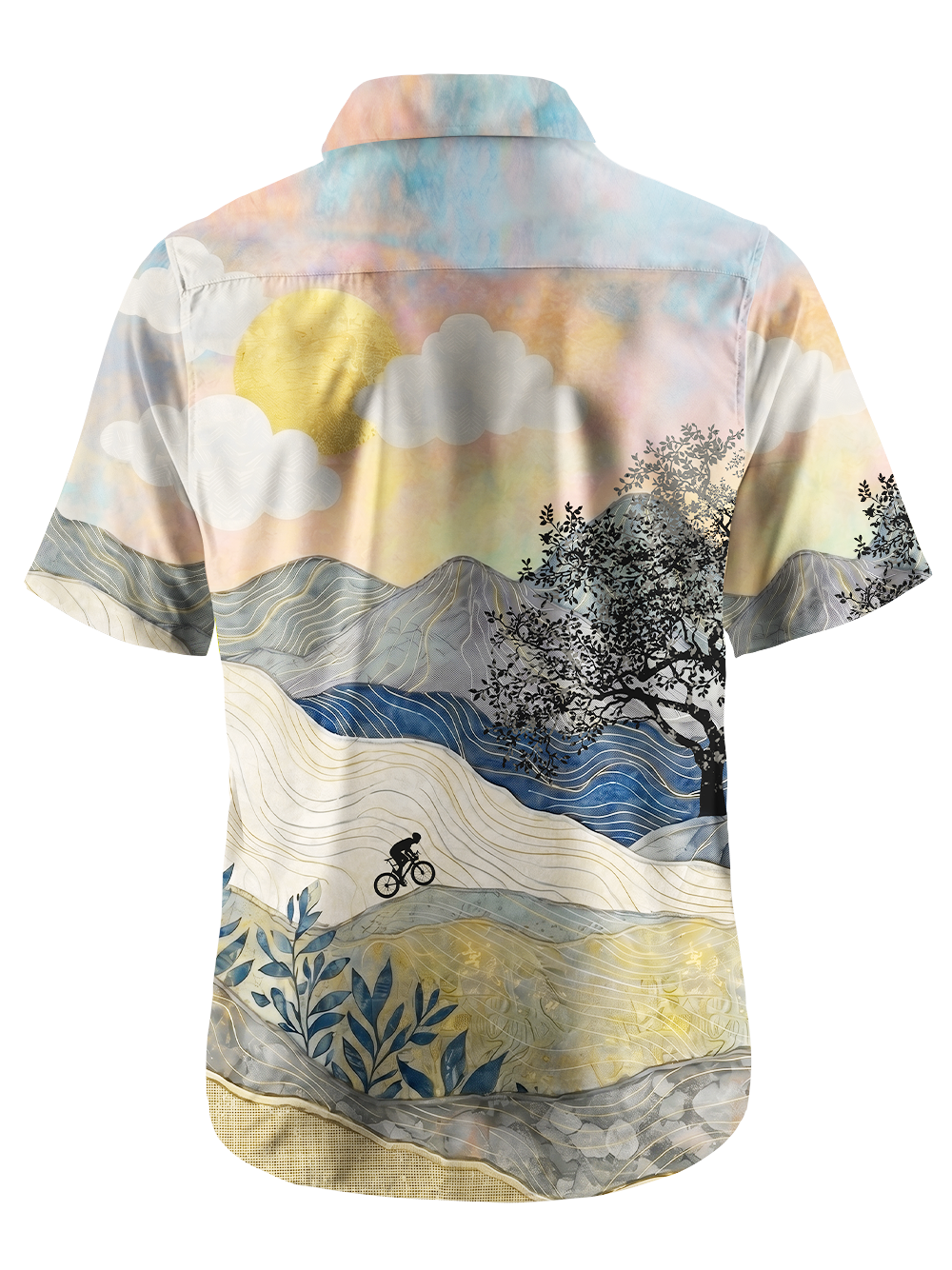 Orionride Mountains And Rivers Zipper Pockets Ultra Lightweight Short Sleeves Gravel Shirt