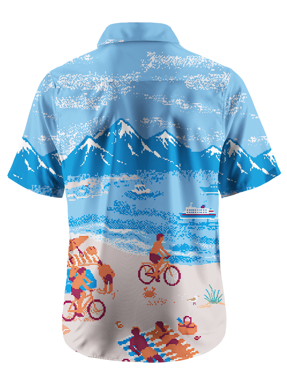 Orionride Seaside Vacation Zipper Pockets Ultra Lightweight Short Sleeves Gravel Shirt