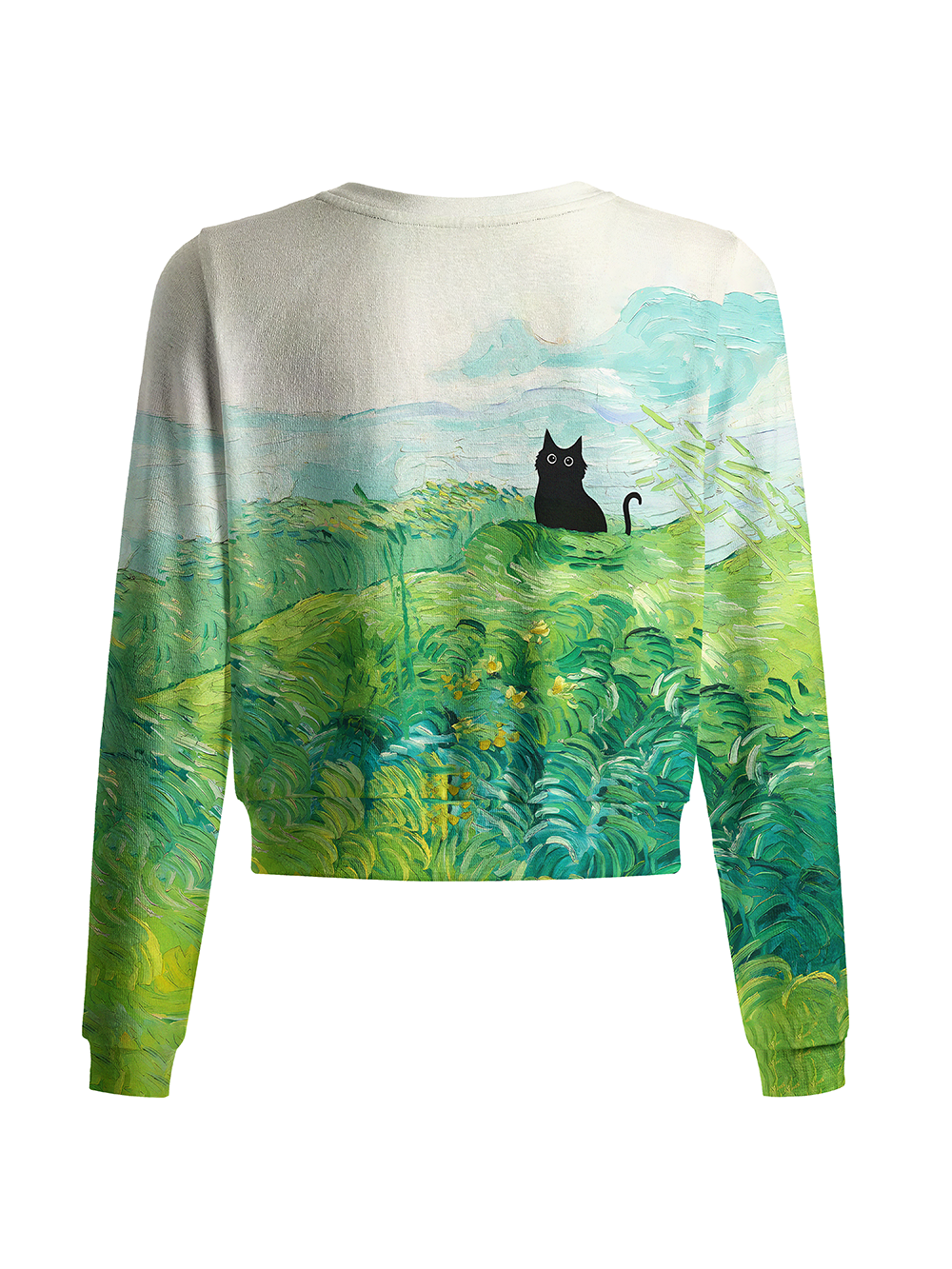 Orionride Oil Painting Black Cat Women's Knitted Cardigan