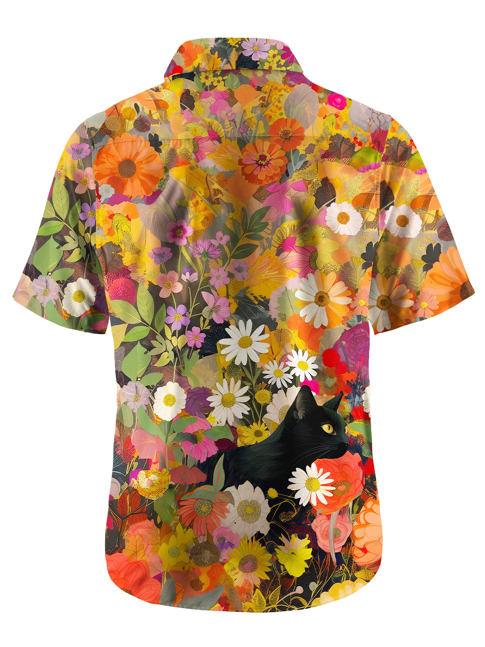 Orionride Cat In The Flower Bushes Zipper Pockets Ultra Lightweight Short Sleeves Gravel Shirt