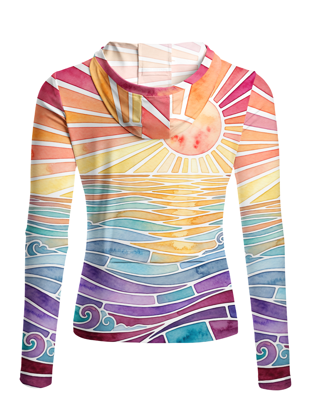 Orionride Colorful Sunset Women's Long Sleeve Cycling Hoodie Shirt