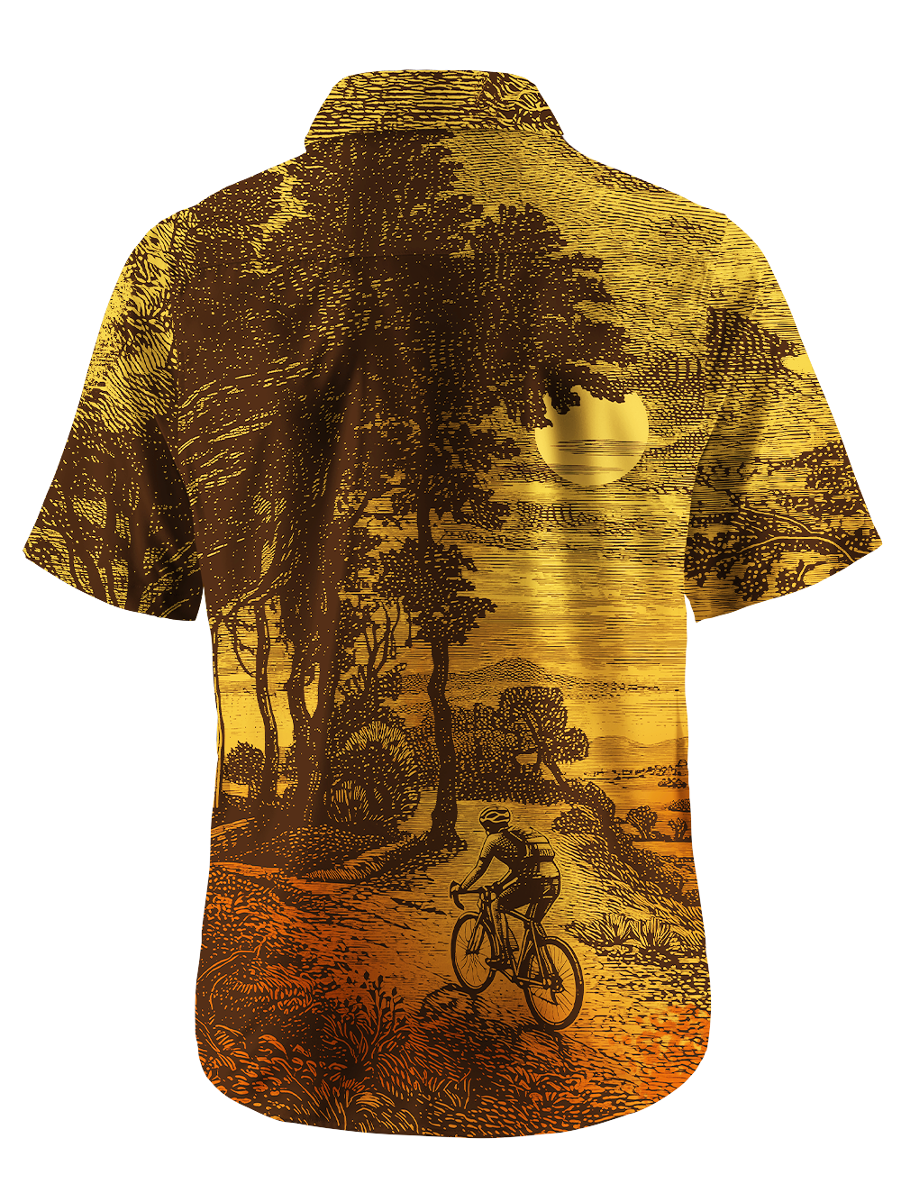 Orionride Golden Forest Zipper Pockets Ultra Lightweight Short Sleeves Gravel Shirt