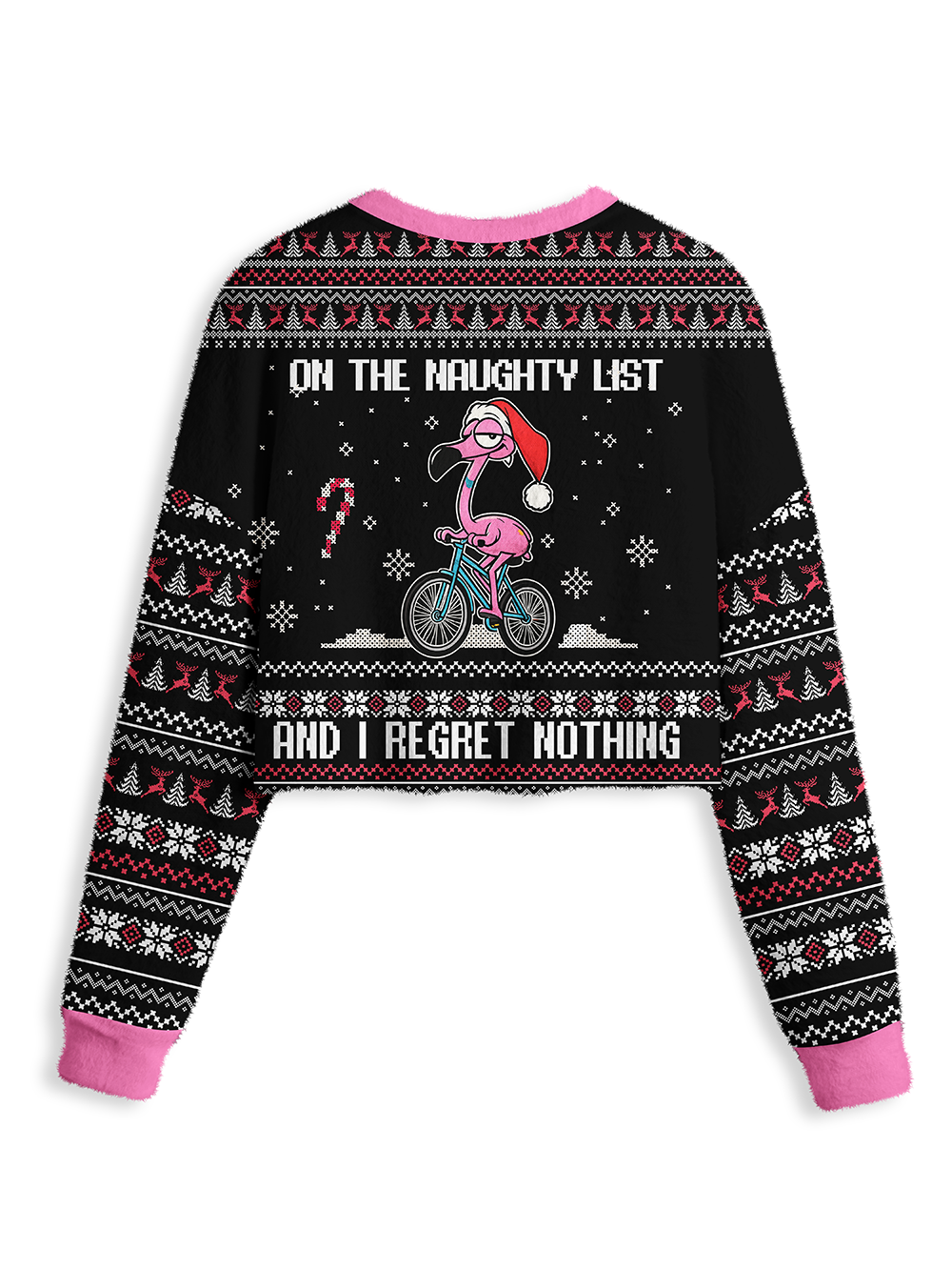 Orionride Flamingo Riding A Bicycle Women's Crop Sweaters
