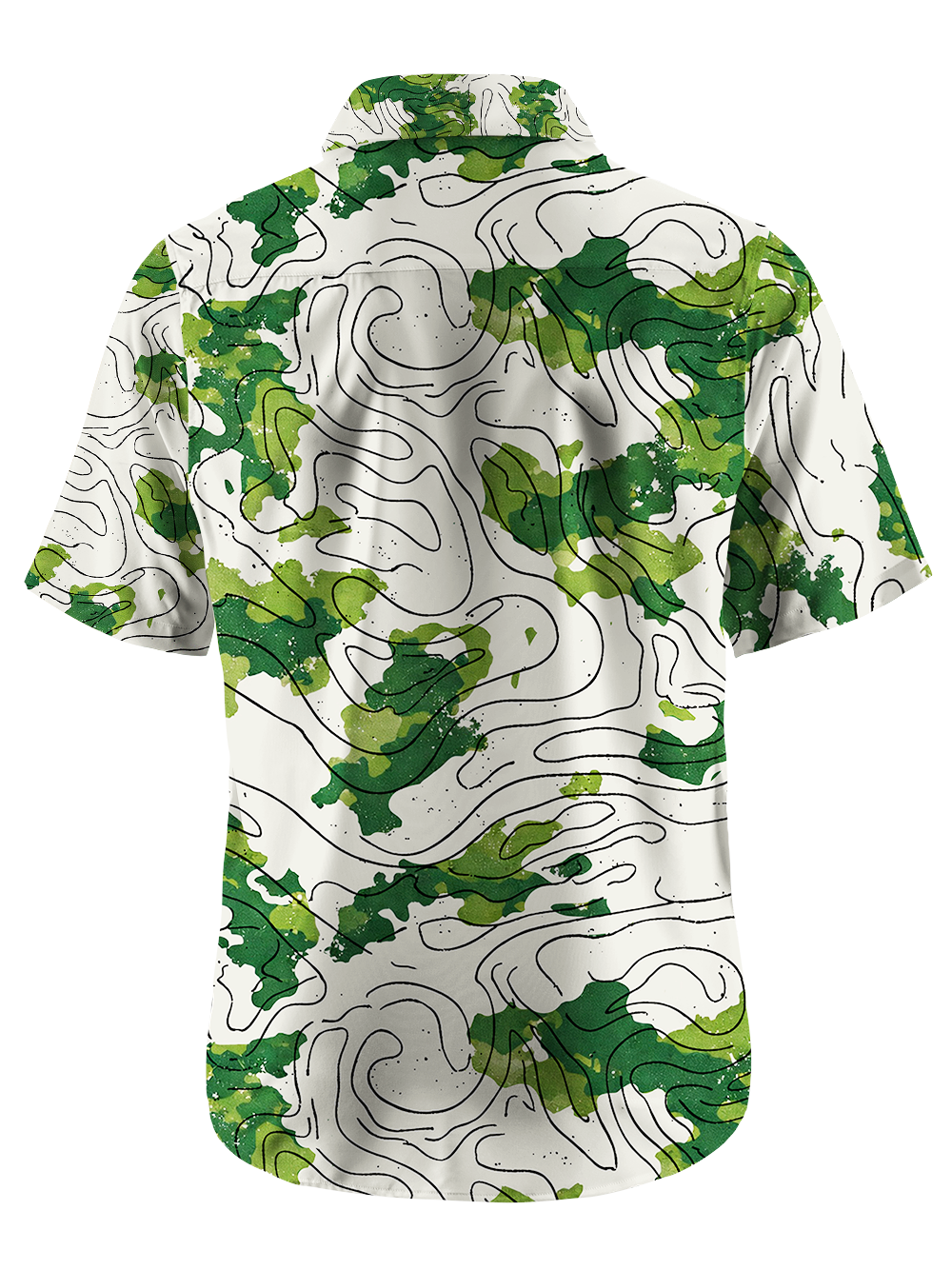 Orionride Green Contour Lines Zipper Pockets Ultra Lightweight Short Sleeves Gravel Shirt