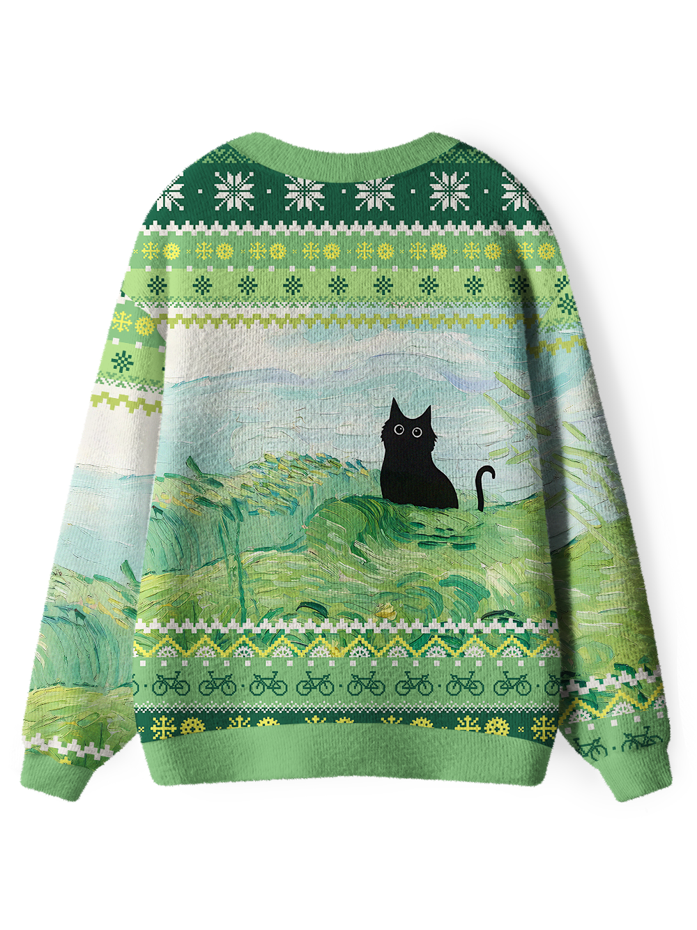 Orionride Cat On The Grass Men's Cardigan Knit Sweaters