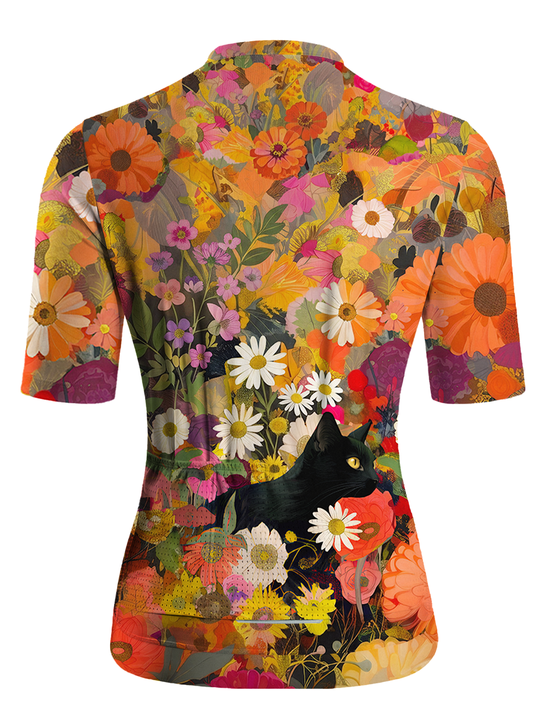 Orionride Cat In The Flower Bushes Short Sleeves Women's Jersey