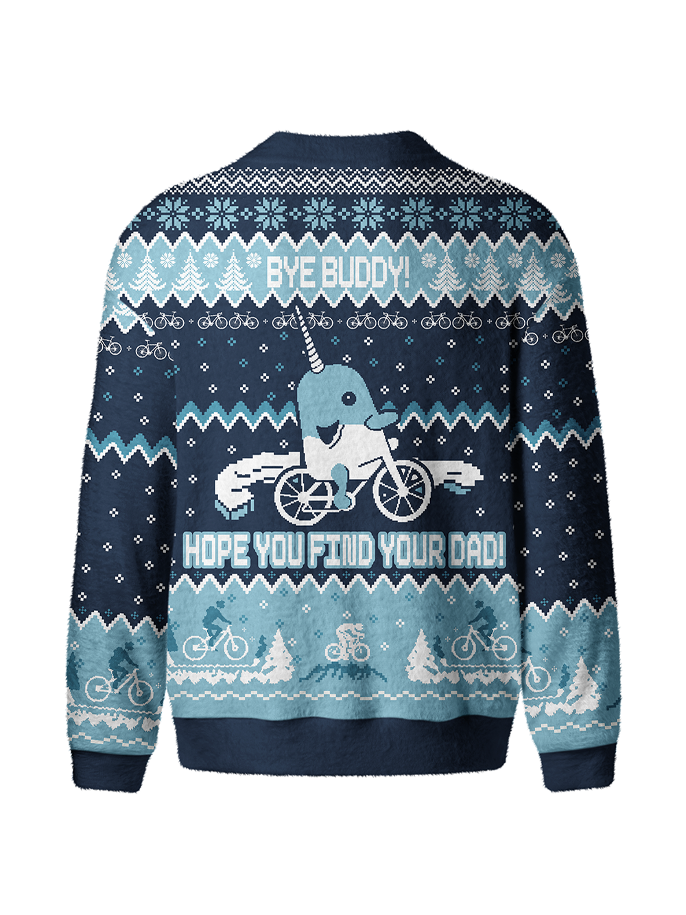 Orionride Narwhal Riding A Bicycle Men's Cardigan Knit Sweaters