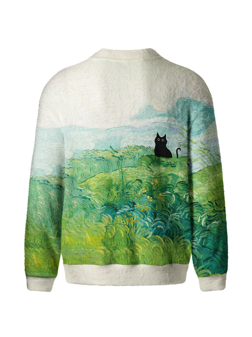 Orionride Oil Painting Black Cat Men's Cardigan Knit Sweaters