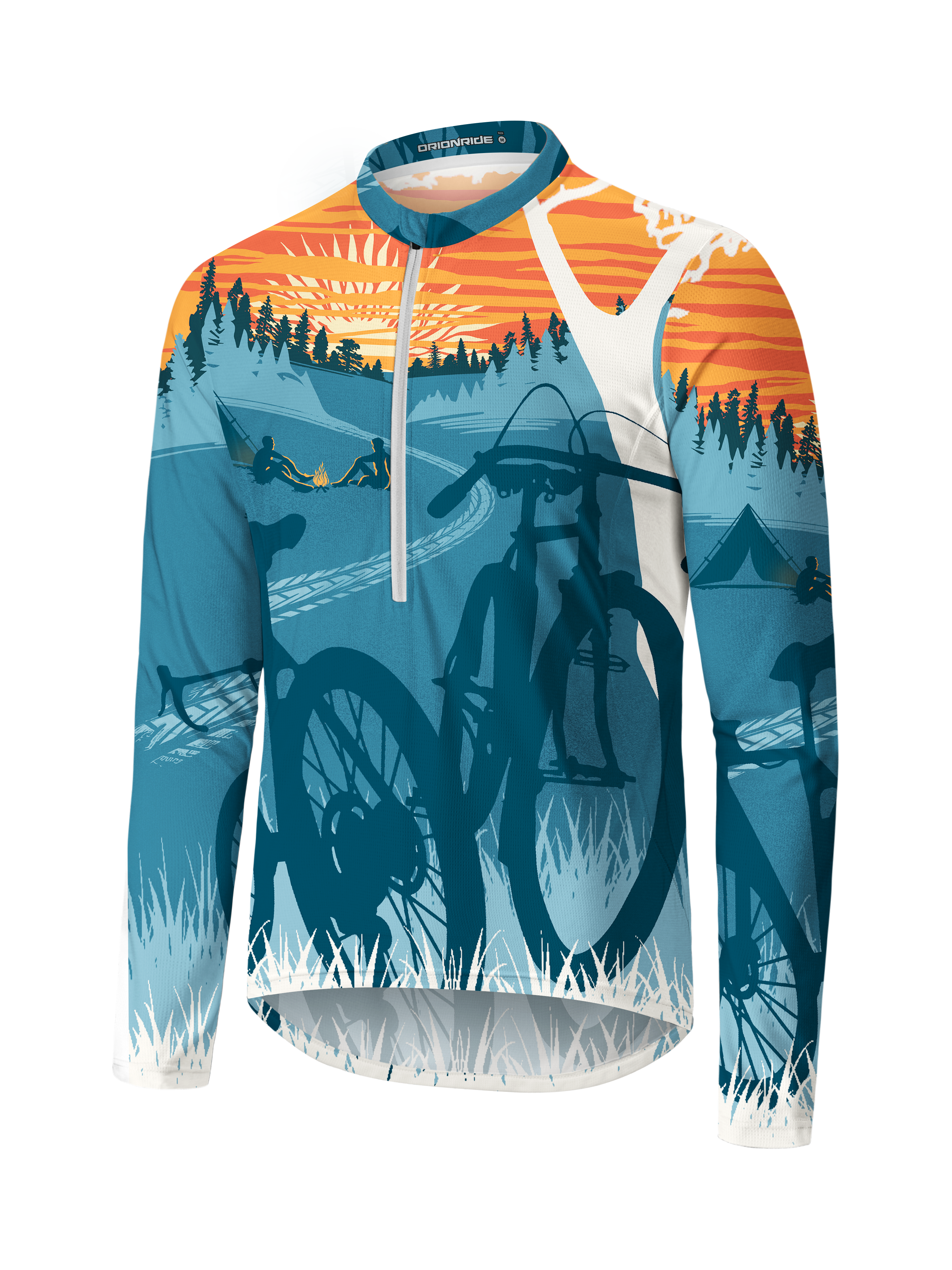 Orionride Sunset Camping Long Sleeve Half Zipper Mountain Bike Jersey