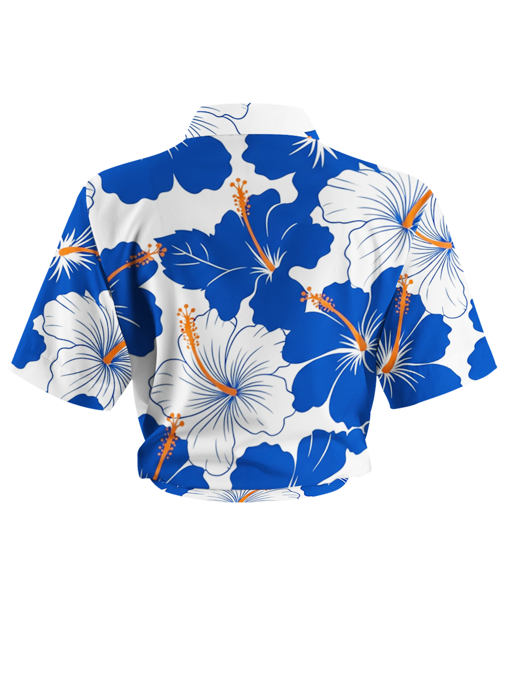 Orionride Blue Hibiscus Pattern Zipper Pockets Ultra Lightweight Short Sleeves Women's Gravel Shirt