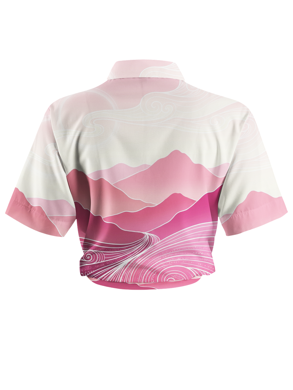 Orionride Ink Wash Landscape Painting Zipper Pockets Ultra Lightweight Short Sleeves Women's Gravel Shirt