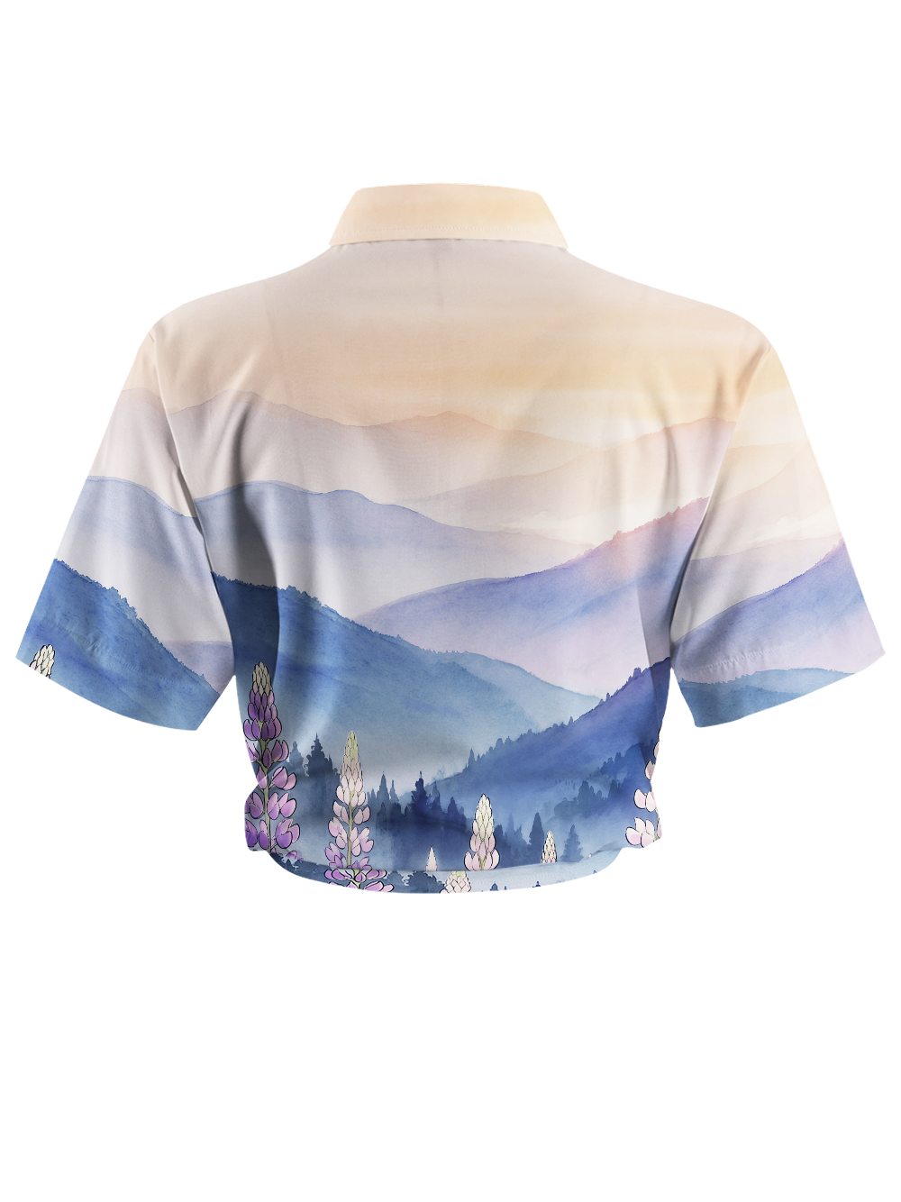 Orionride Blue-Purple Mountains Zipper Pockets Ultra Lightweight Short Sleeves Women's Gravel Shirt