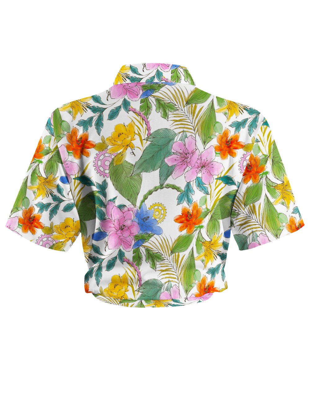 Orionride Ink And Wash Flower Zipper Pockets Ultra Lightweight Short Sleeves Women's Gravel Shirt