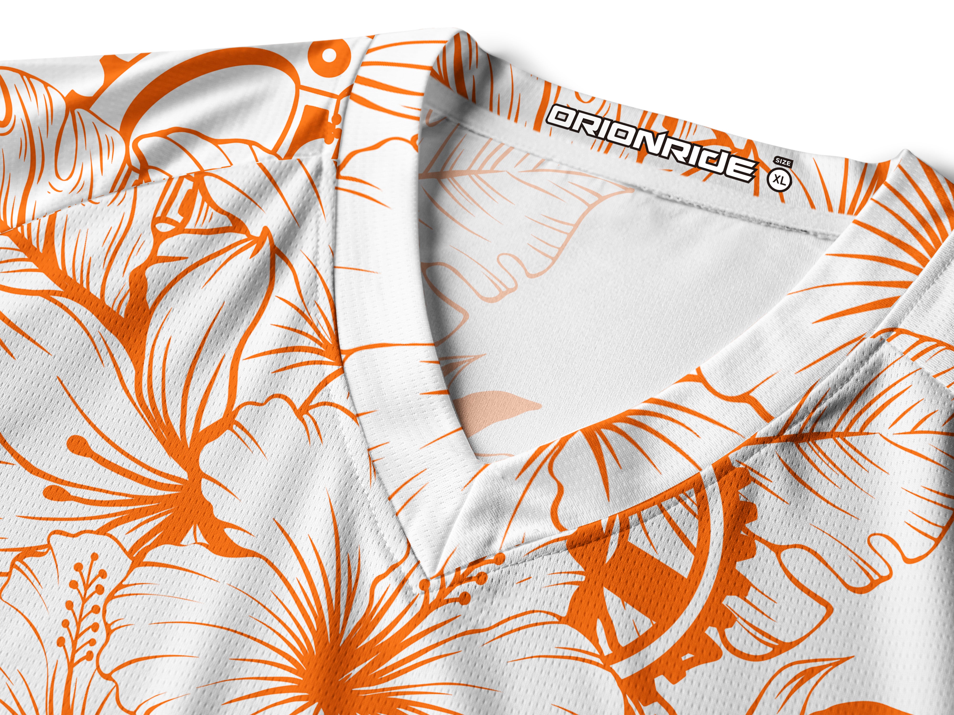 Orionride Bright Hibiscus Flowers Long Sleeve Downhill Jersey