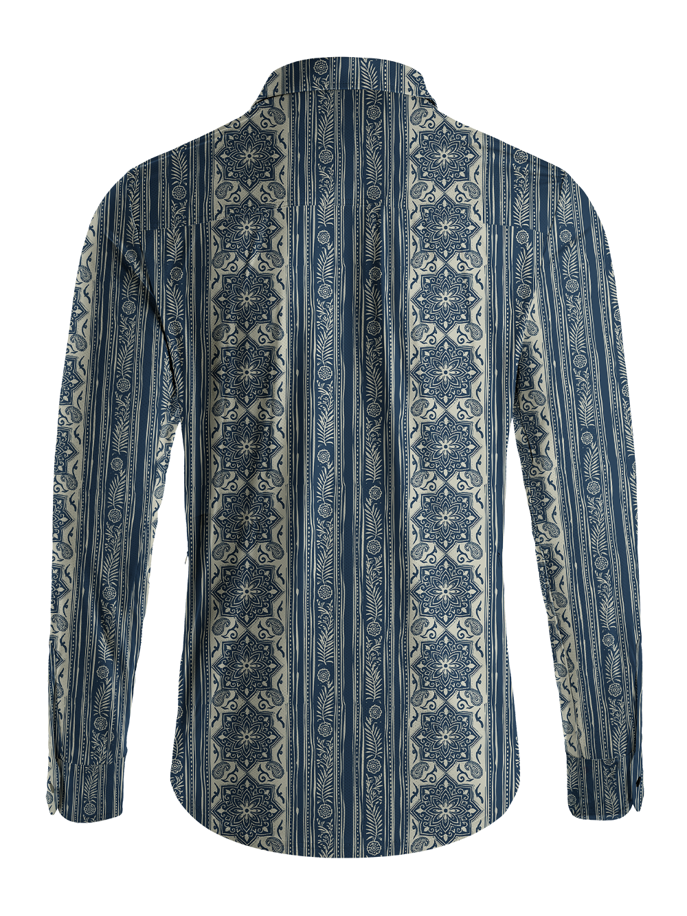 Orionride Indigo Pattern Men's Stretchy Breathable Long Sleeve Gravel Shirt