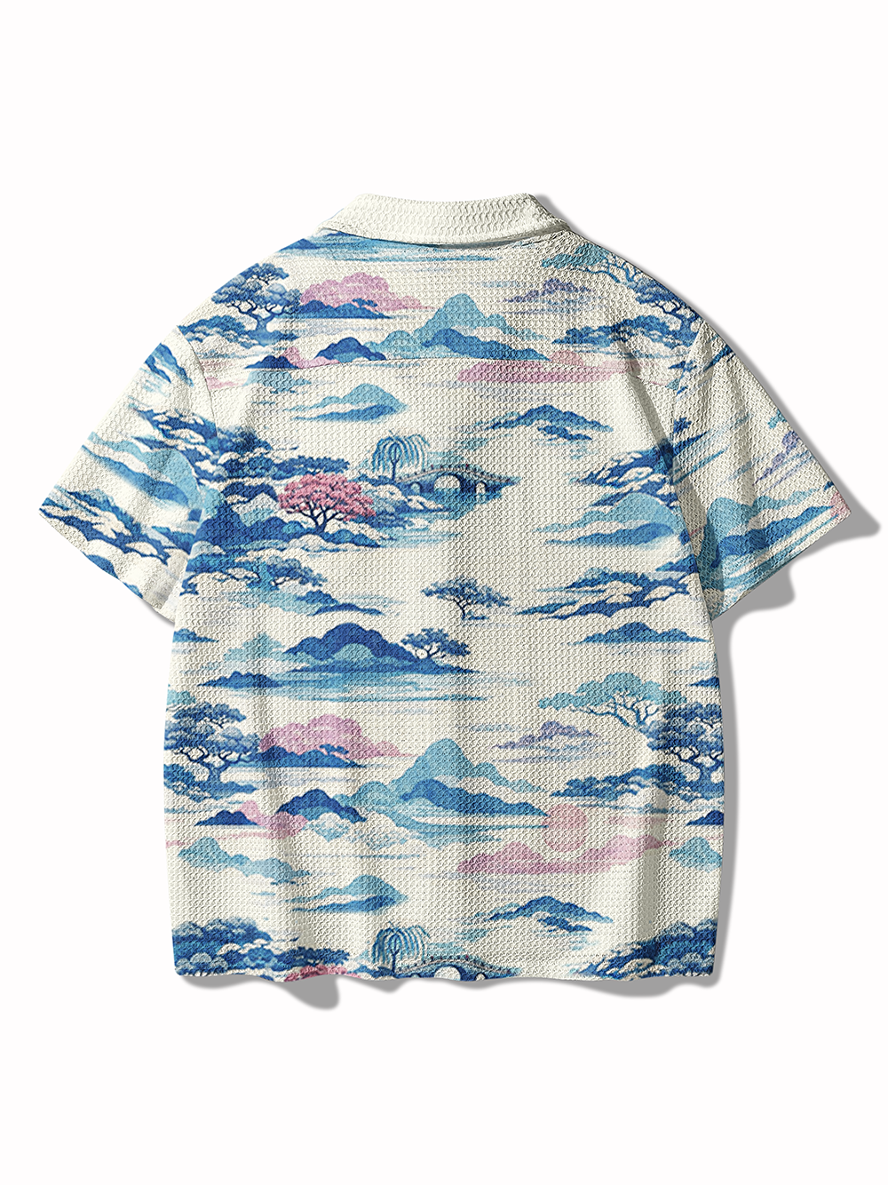 Orionride Landscape Painting Men's Camp Collar Knitted Shirt