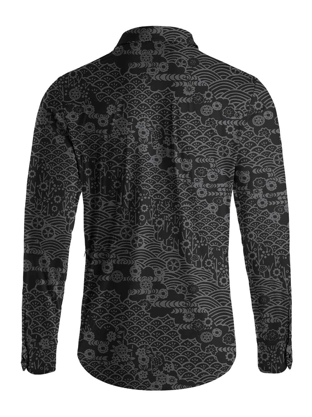 Orionride Fan-shaped Waves Men's Stretchy Breathable Long Sleeve Gravel Shirt