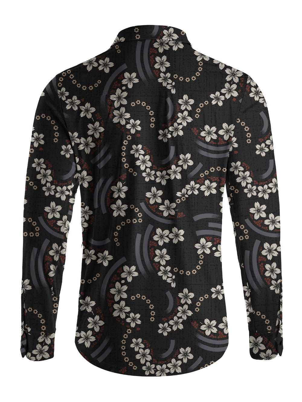 Orionride Sakura Pattern Men's Stretchy Breathable Long Sleeve Gravel Shirt
