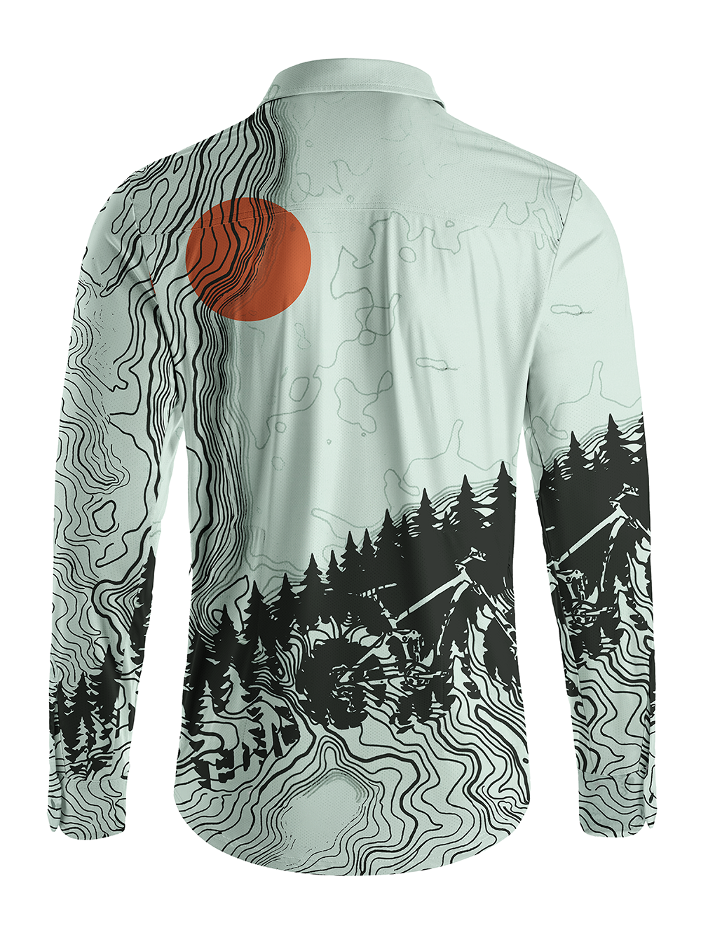 Orionride Sunrise Contour Lines Men's Stretchy Breathable Long Sleeve Gravel Shirt
