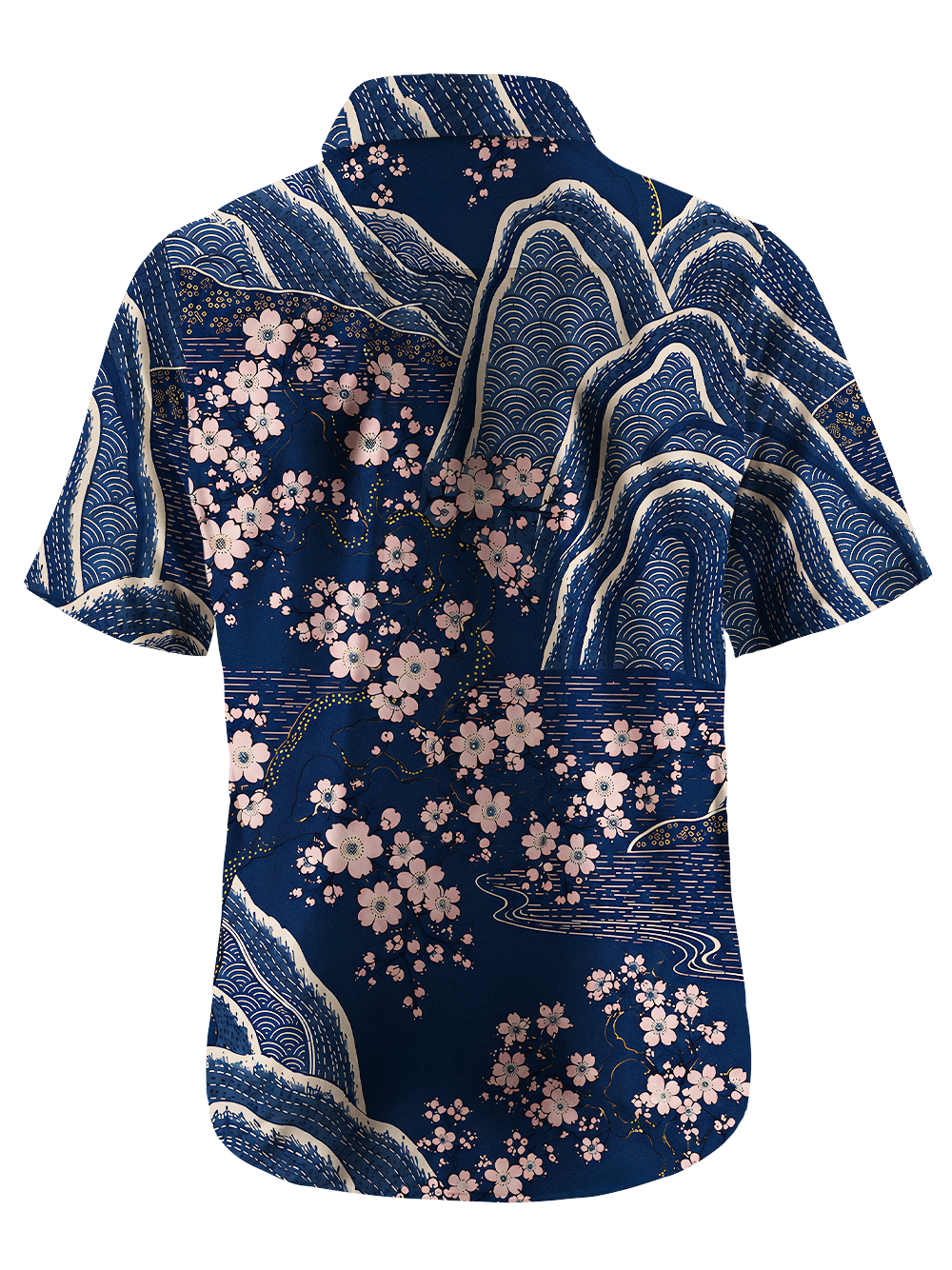 Orionride Sakura Night Landscape Zipper Pockets Ultra Lightweight Short Sleeves Gravel Shirt