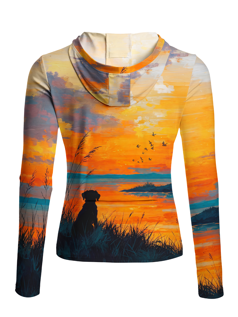 Orionride Sunset Dog Women's Long Sleeve Cycling Hoodie Shirt