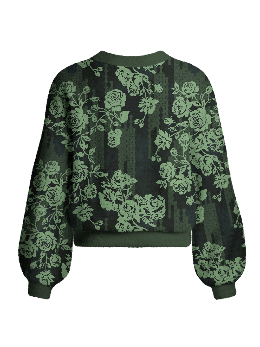 Orionride Green Rose Women's Fuzzy Knit Cardigan