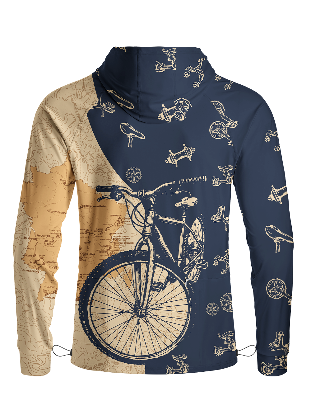 Orionride Crossing The Map Long Sleeve Cycling Hoodie Shirt